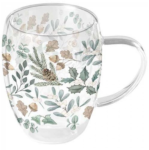 Ambiente Teeglas doppelwandig 350ml leaves Design Glas transparent