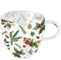 Ambiente Glas Teetasse Winter greenery doppelwandig 200ml transparent