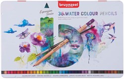 Bruynzeel Aquarellstifte Set - 36 Farben mit Pinsel im Metallkasten