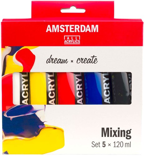 Bruynzeel Acrylfarben Mischset - 5 Farben - 120ml Tuben - Malen