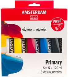 Bruynzeel Acrylfarben Set Malen 5 Farben 120ml + Dosieraufsätze