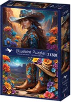 Bluebird Puzzle 2 Puzzles - Cowgirl and Boots - Far West Collection - 500 Teile