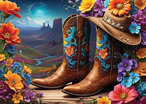 Bluebird Puzzle 2 Puzzles - Cowgirl and Boots - Far West Collection - 500 Teile-3