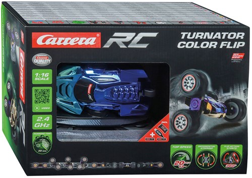 Carrera RC Stuntauto Turnator Color Flip - ferngesteuertes Auto 1:16 mit LED