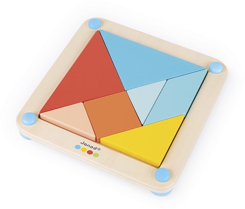 Janod - Essentiel - Das Tangram - Lernspiel aus Holz Babys und Kleinkinder - Farbe auf Wasserbasis - Ab 2 Jahren, J05070