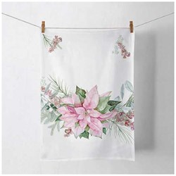Ambiente Geschirrtuch Küchenzubehör Pink poinsettia Baumwolle weiß