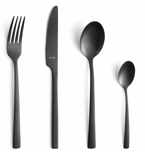 Amefa Besteckset Manille Vintage Schwarz 16-teilig - modernes Chromstahl-3