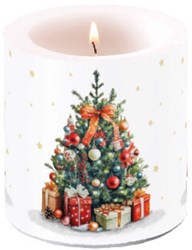 Ambiente Kerze Weihnachtsbaum Dekoration klein - weiße Stumpenkerze