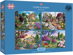 Gibsons Puzzle Flora & Fauna - 4 x 500 Teile Tiere Puzzle