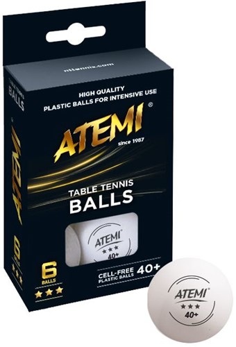 Atemi Tafeltennisbal ATEMI 3 ster wit/6 st.ds.