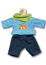 Heless 1315 - Bekleidungs-Set für Puppen, 3 teilig mit Jeans, Streifenshirt und pfiffigem Halstuch, Größe 28 - 35 cm