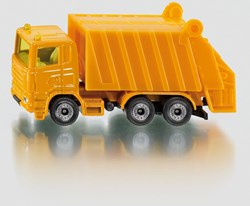 SIKU 0811, Müllwagen, Metall/Kunststoff, Orange, Spielzeugauto für Kinder, Kippbarer Müllbehälter