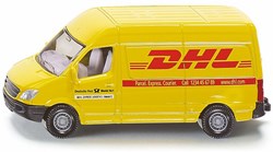 SIKU 1085, Postwagen, Metall/Kunststoff, Gelb, DHL-Optik, Bereifung aus Gummi