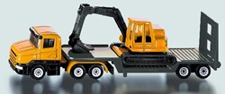 Siku Tieflader mit Bagger - Spielzeugfahrzeug, Gelb Grau, Metall
