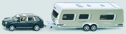 Siku Auto Spielzeug mit Wohnwagen - Porsche 1:55 - Campingabenteuer