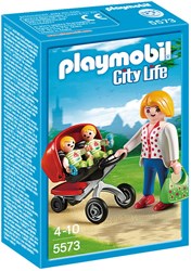 Playmobil City Life Mother with Twin Stroller Baufigur