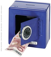 Goki Metall Tresor Spardose blau mit Zahlenschloss sicher Geld sparen