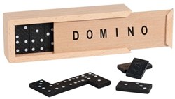 Goki Domino Spiel Holzkasten 28 Steine klassisches Spielzeug