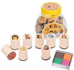 Goki Holz Stempelset Waldtiere - Kreatives Spielzeug für Kinder