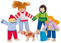 Goki Puppenhaus Campingfamilie Holz Biegepuppen Set Mehrfarbig