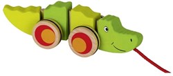 Goki Holz Nachziehtier Krokodil - buntes Spielzeug für Kleinkinder