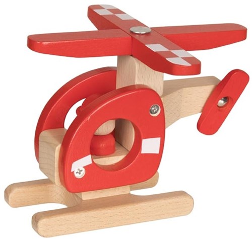 Goki Holz Hubschrauber Spielzeug rot - nachhaltiges FSC Holz