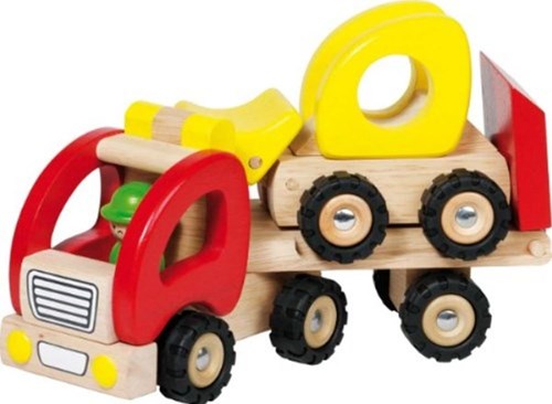Goki Holz LKW Tieflader Spielzeugfahrzeug FSC
