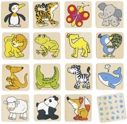 Goki Holz Memory Spiel Tiere - Lernspielzeug 32-teilig