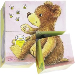 Goki Holz-Würfelpuzzle Babytieren - Lernspielzeug Tierpuzzle