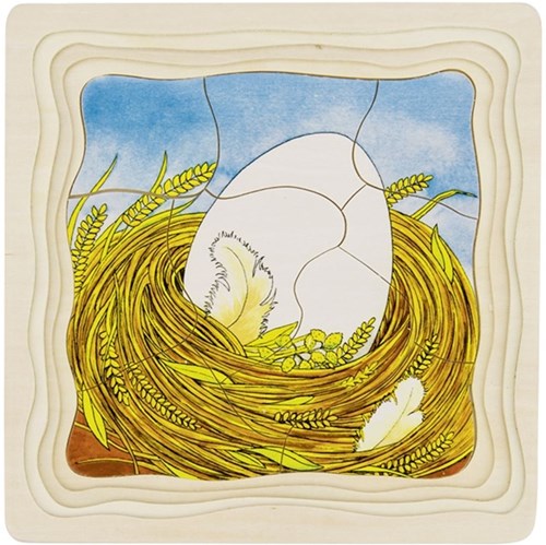 Goki Holz Schichtenpuzzle Huhn - Lernspielzeug 44 Teile