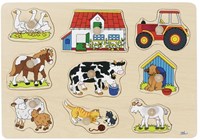 Goki Holzpuzzle Bauernhof - Steckpuzzle 9 Teile FSC Holz