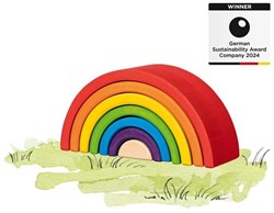 Goki Holz-Bausteine Regenbogen - farbenfrohes Spielzeug Baustein Set