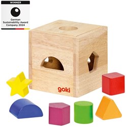 Goki Holz-Sortierwürfel Lernspielzeug mit Bausteinen