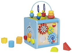 Goki Holz Aktivitätswürfel mit Spirale - Lernspielzeug für Kinder