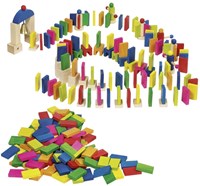 Goki Holz Domino Spielset - Domino Rally - 247-teiliges Spielzeug