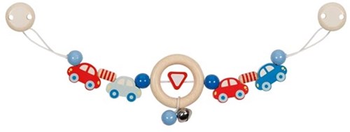 Goki Holz Kinderwagenkette Autos mit Clips - Babyspielzeug