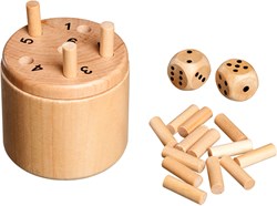 Philos Würfelspiel Holzfass klein Familienspiel Glücksspiel