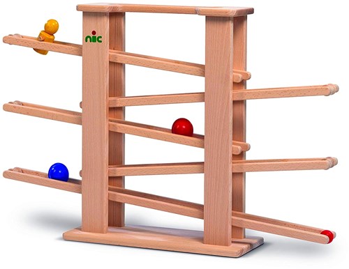 nic Holz-Kugelbahn Multibahn mit 3 Zubehörteilen - buntes Spielzeug