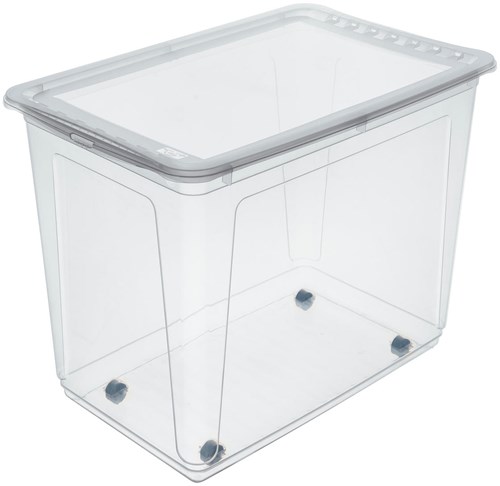 Keeeper Aufbewahrungsbox mit Rollen 63 Liter - transparent - stabile Spielzeugbox