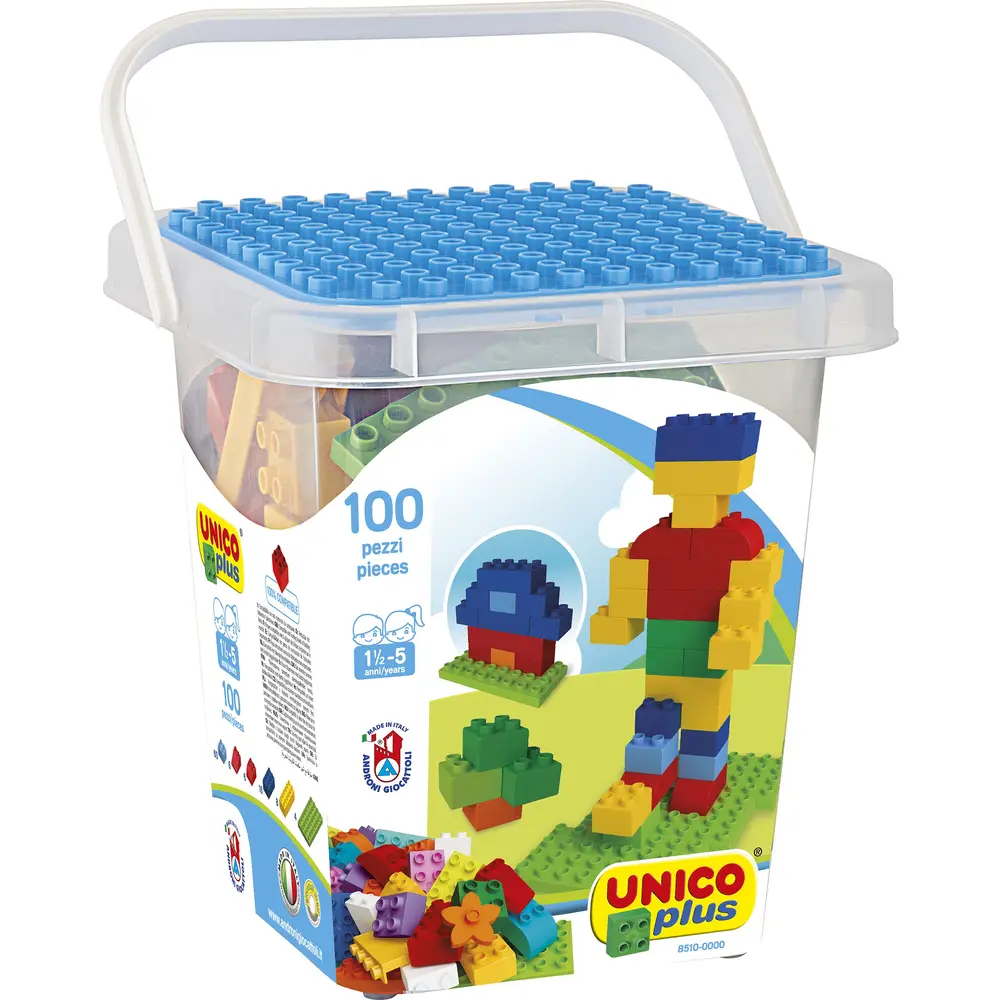 Androni Giocattoli Bausteine Eimer 100-teilig buntes Spielzeug