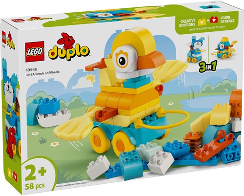 LEGO DUPLO 3-in-1 Tiere auf Rädern Kleinkind-Bauspielzeug - Kreatives Lernspielzeug