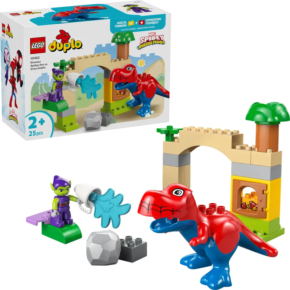 LEGO DUPLO Marvel Dinosaurier Spidey-Rex vs. Green Goblin Spielset für Kleinkinder