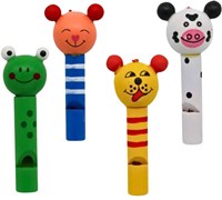 Lobbes Holzflöte Spielzeug Tierkopf 7cm bunt für Kinder