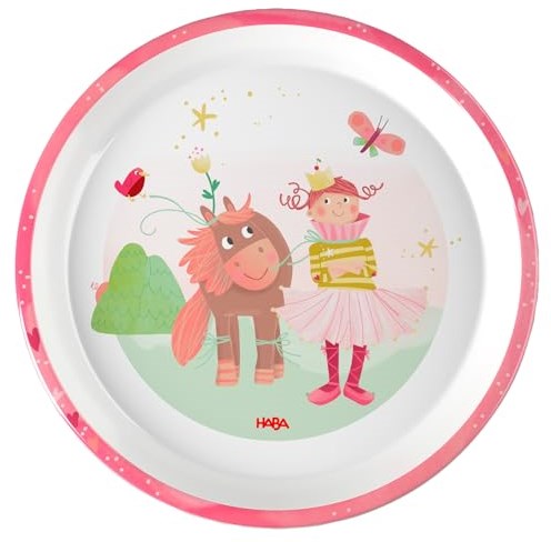 Haba Kindergeschirr Teller Prinzessin und Pferd - Melamin - Rosa - 18 cm