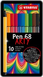 Stabilo Filzstifte Pen 68 - Metallbox mit 10 Farben