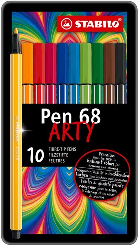Stabilo Filzstifte Pen 68 - Metallbox mit 10 Farben