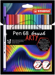 Stabilo Premium Brush Filzstift ARTY Etui mit 18 Farben Brush