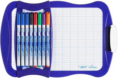 BIC Whiteboard doppelseitig mit 8 Markern und Wischer - blaues Rahmen-2