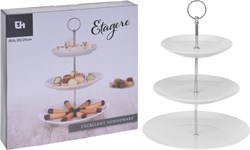 Koopman Etagere Porzellan 3-stöckig weiß Servierplatte