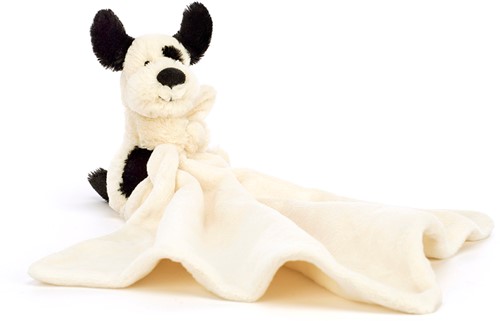 Jellycat Schnuffeltuch Bashful Black & Cream Puppy 